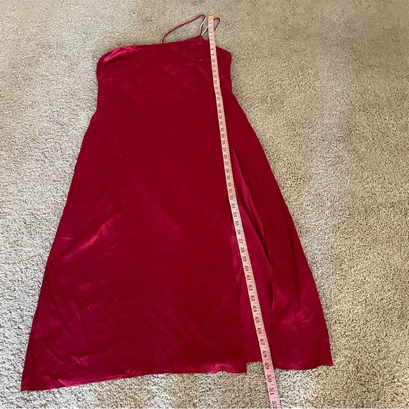 For Love & Lemons Elora Midi Dress Dark Red Satin Size XL NWT Rhinestone - Picture 15 of 16